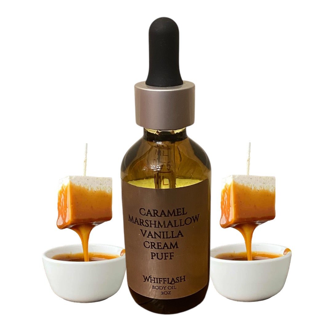 Caramel Marshmallow Vanilla Cream Puff Moisturizing Body Oil 2oz Size